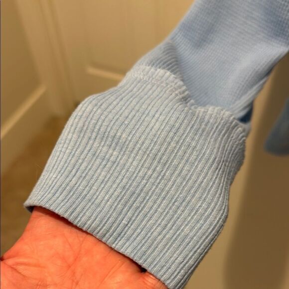 Michael Stars Blue Thermal Long Sleeve Relaxed  deep V-neck size Large - Picture 3 of 9